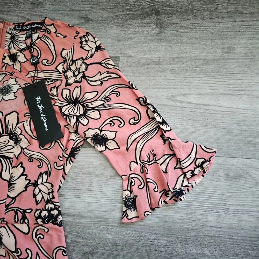 NWT For Love & Lemons Ayla Laced Up Dress in Pink Print - Picture 8 of 9